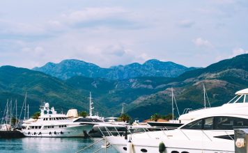 tivat yachts and mountains